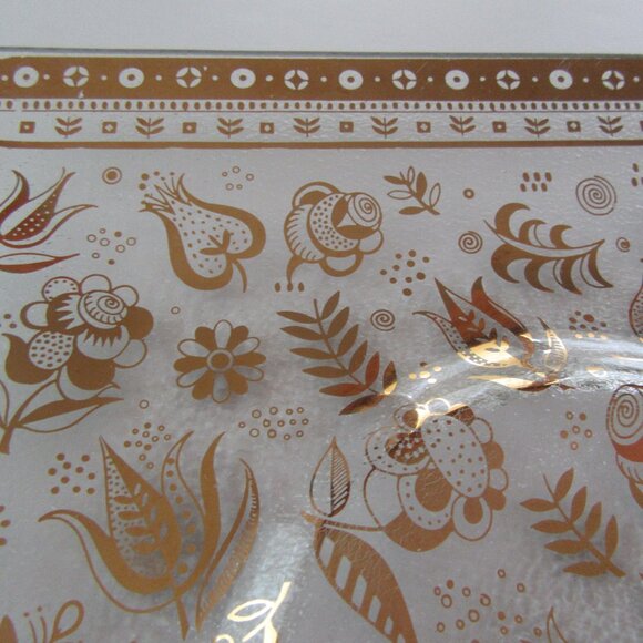 Vintage Georges Briard 22K Gold glass Tray Persian Garden pattern 9 3/4" - Picture 8 of 11